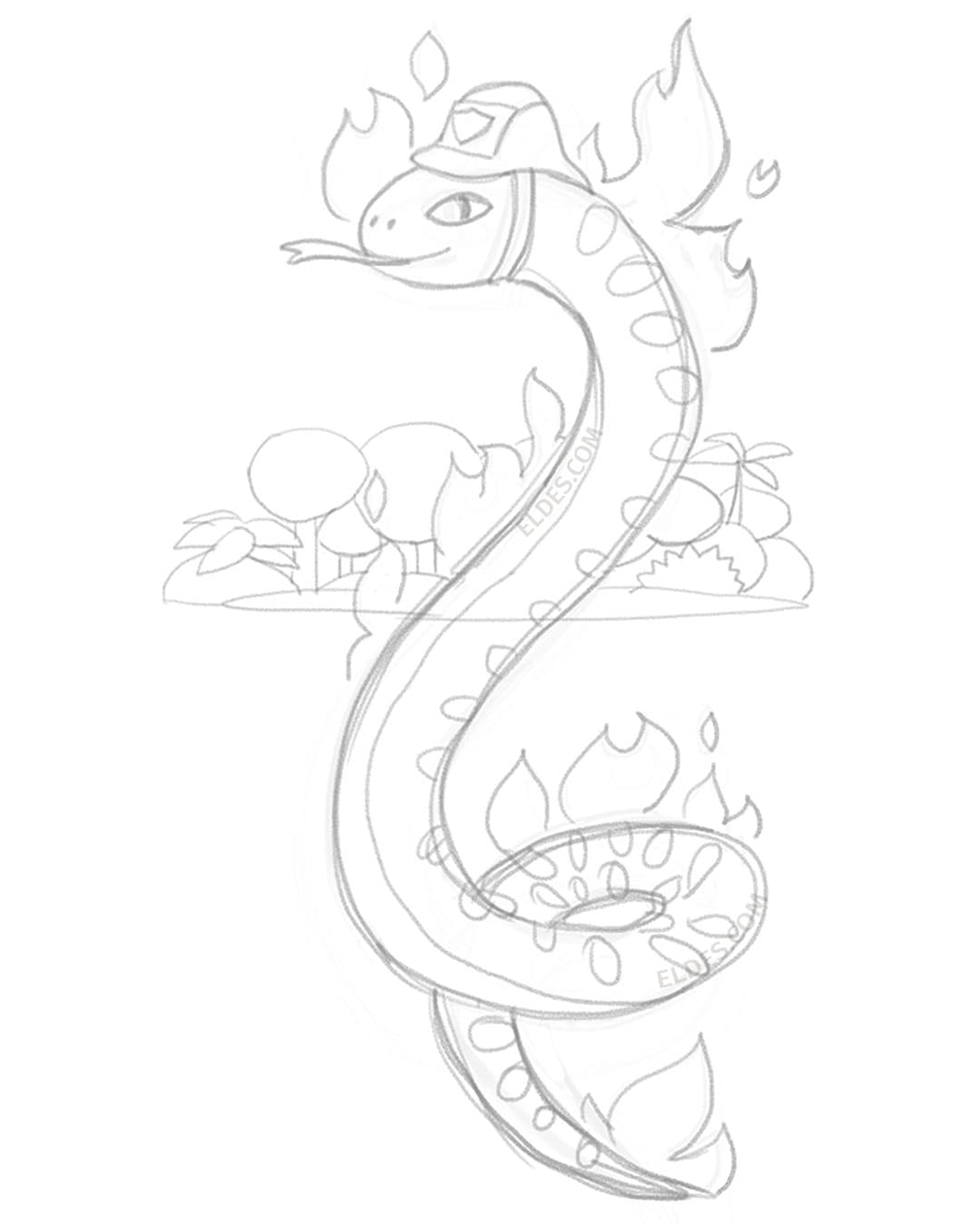 Illustration rough of boitata
