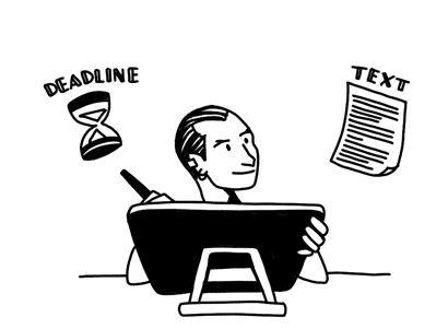 Animation showing the process of illustration to editorial market