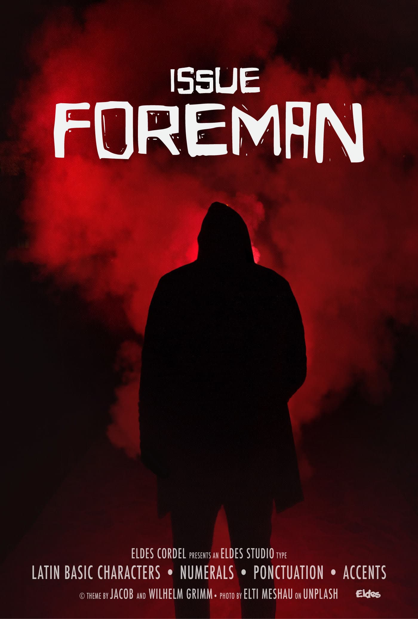 Eldes Cordel horror font — movie poster "Issue Foreman"