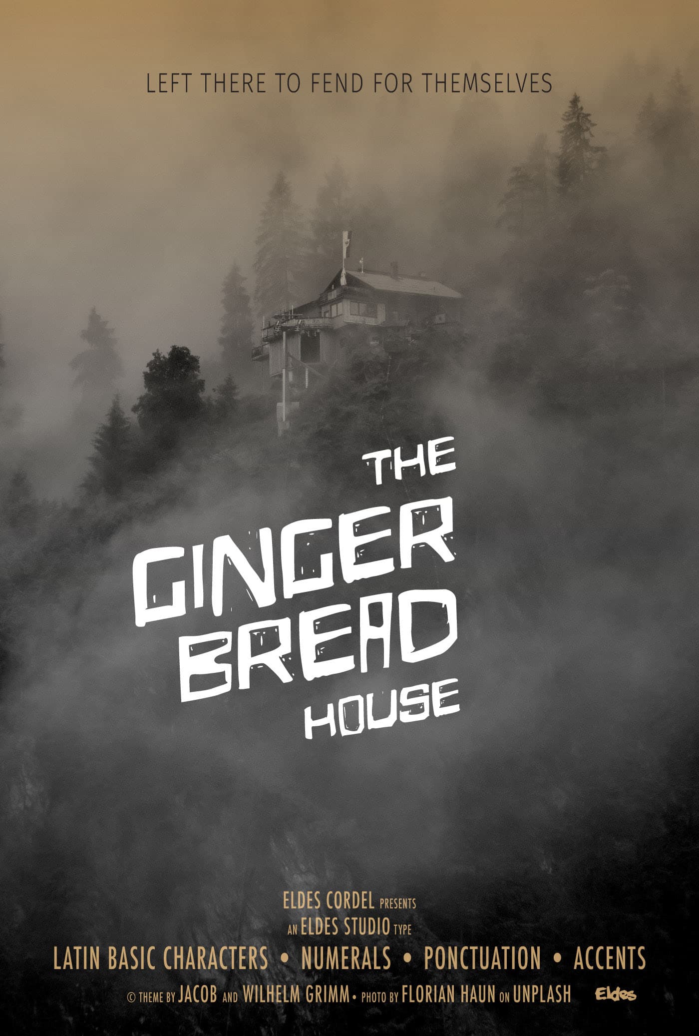 Eldes Cordel horror font — movie poster "The Ginger Bread House"