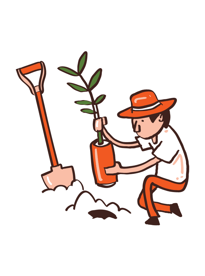 Illustration of volume 4 - Man planting