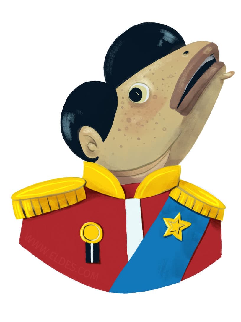 Illustration by illustrator Eldes, depicting the Prince of the Codfish Tower, from the book O Príncipe Nabo
