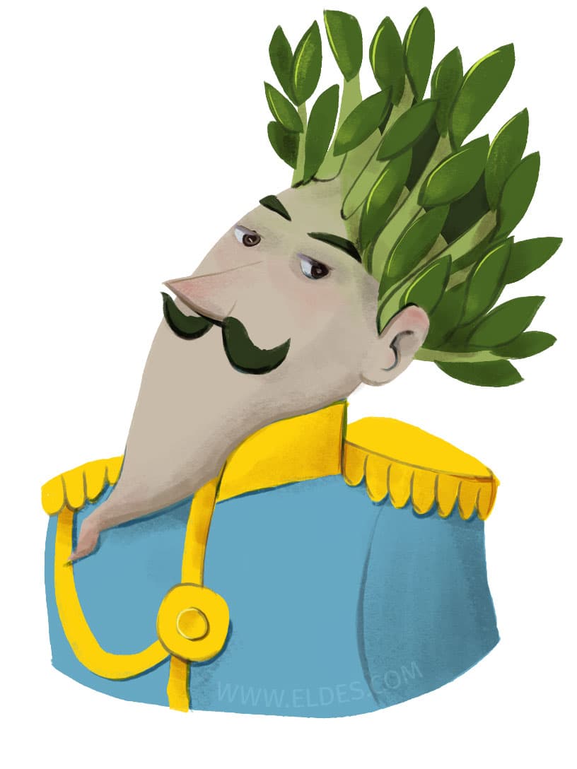 Illustration by illustrator Eldes, depicting the Turnip Prince of Turniplandia, from the book O Príncipe Nabo