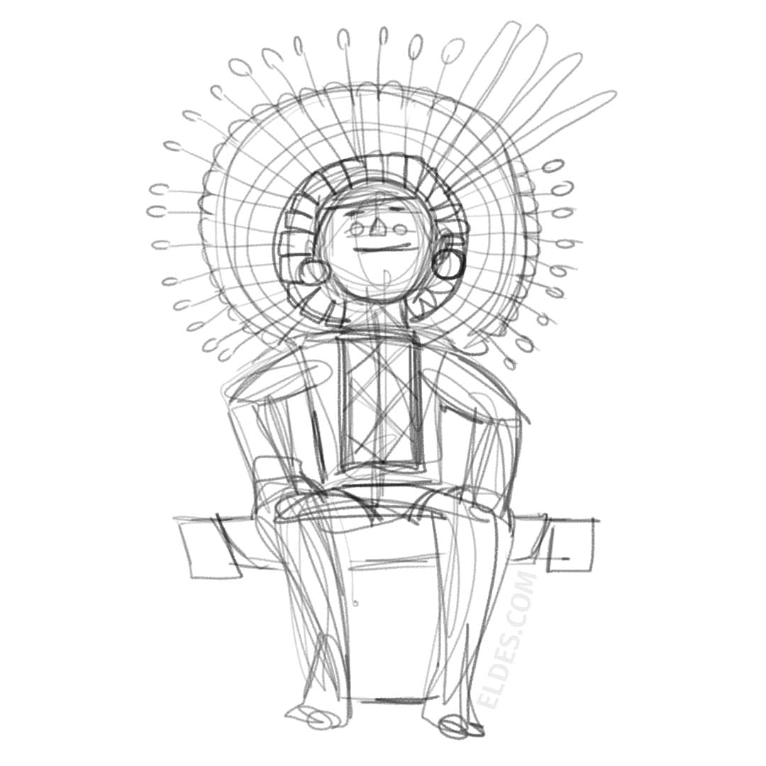 Illustration rough of a Brazilian indigenous