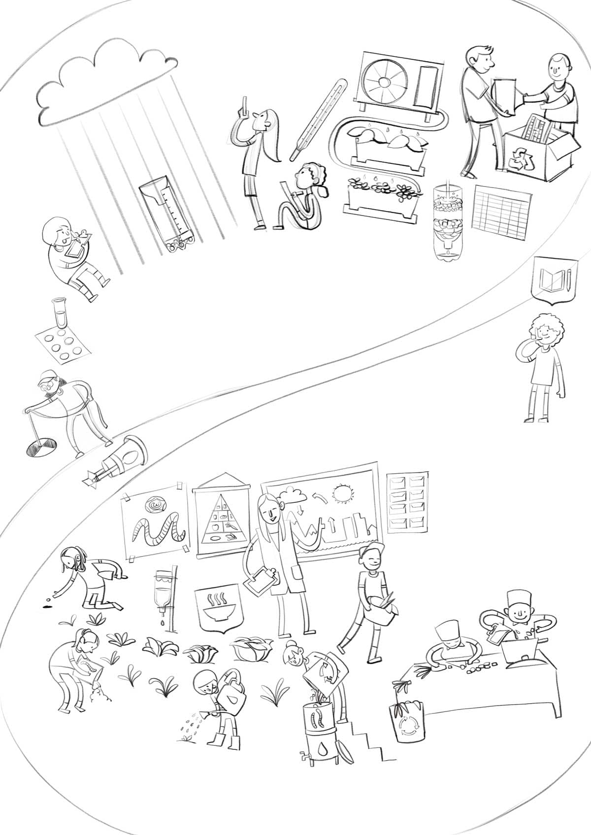 Rough of cover illustration for volumes 2 and 3