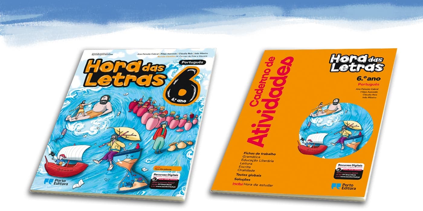 Cover of the textbook Hora das Letras - Portuguese - 6th grade, illustrated by illustrator Eldes