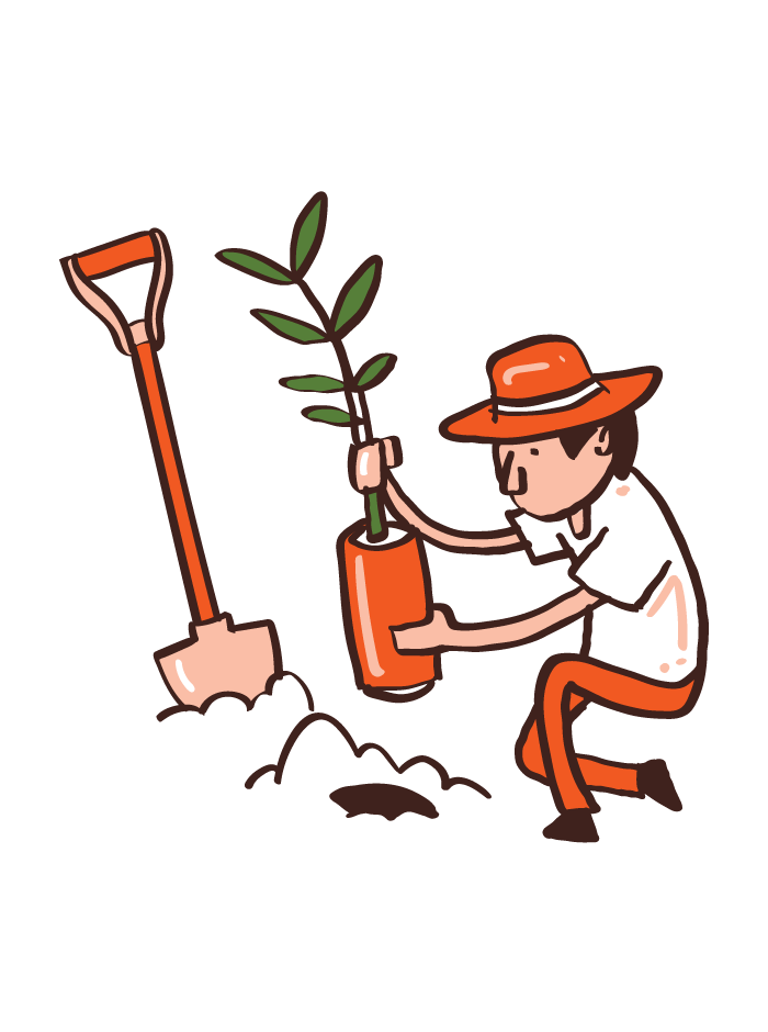 Illustration of volume 4 - Man planting